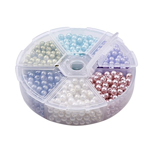 LiQunSweet 4mm 650pcs/box Environmental Dyed Round Glass Pearl Loo...