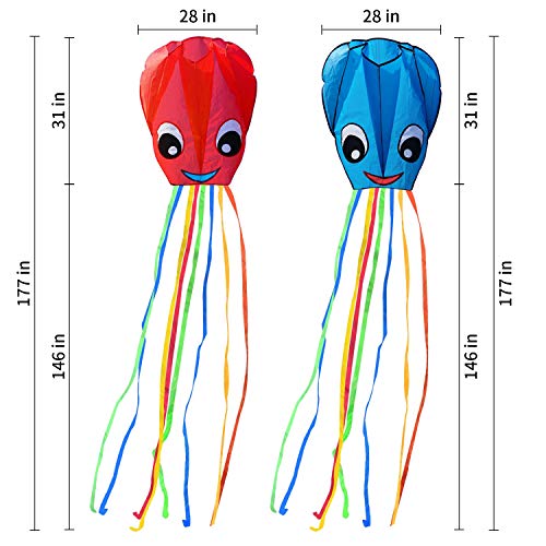 Listenman 2-Pack New Upgraded Smiley Large Octopus Kites, Easy to ...