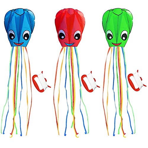 Listenman 3 Pack Large New Upgraded Smiley Octopus Kites, Long Tai...