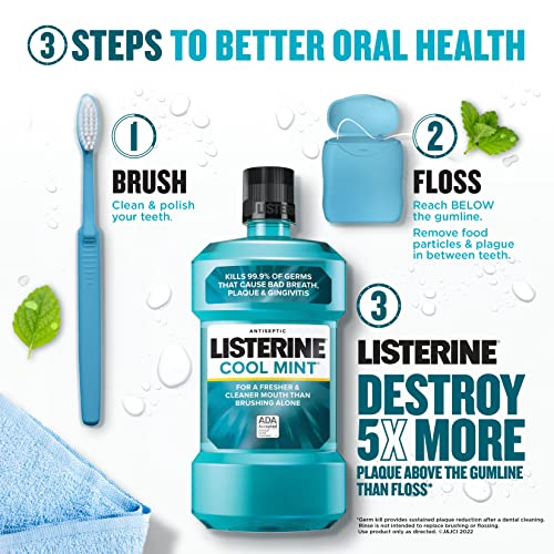 Listerine Mouthwash, Antiseptic, Antibacterial, Bad Breath Treatme...