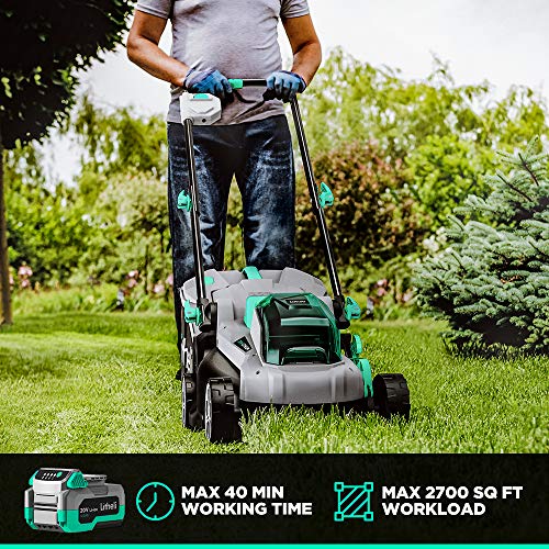 Litheli 20V Cordless 13 inches Brushless Lawn Mower, with 4Ah Batt...