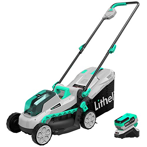 Litheli 20V Cordless 13 inches Brushless Lawn Mower, with 4Ah Batt...