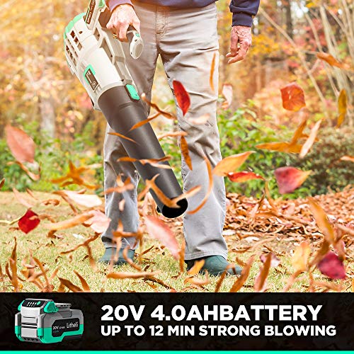 Litheli 20V Cordless Battery Leaf Blower, 4.0Ah Battery& Charger, ...