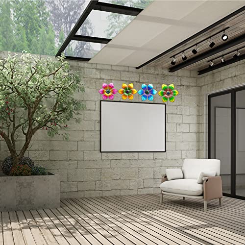 LITIALLY 4PCS Metal Flowers Outdoor Wall Decor, 6 Inch Metal Garde...