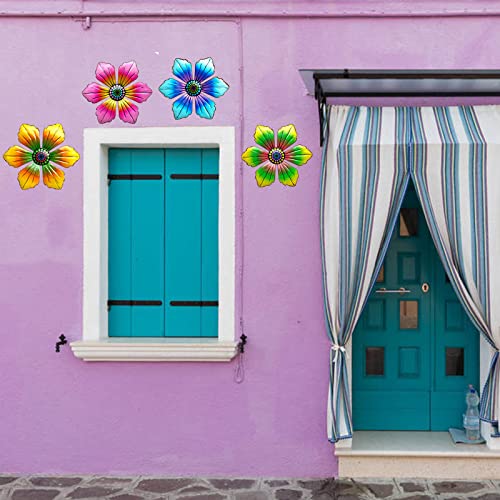LITIALLY 4PCS Metal Flowers Outdoor Wall Decor, 6 Inch Metal Garde...