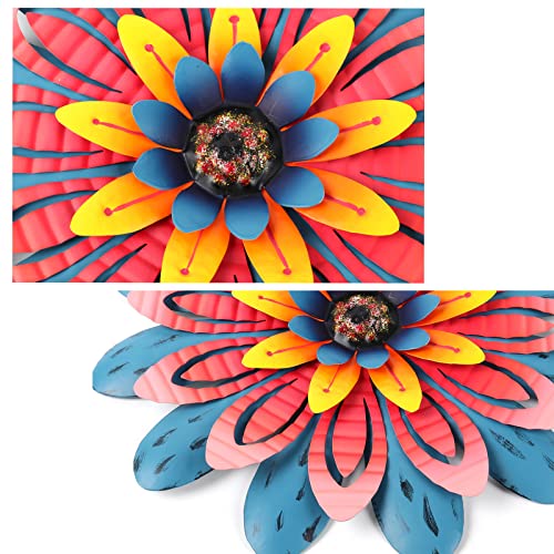 LITIALLY Outdoor Metal Flower Wall Art Garden Decor Cute Flowers D...