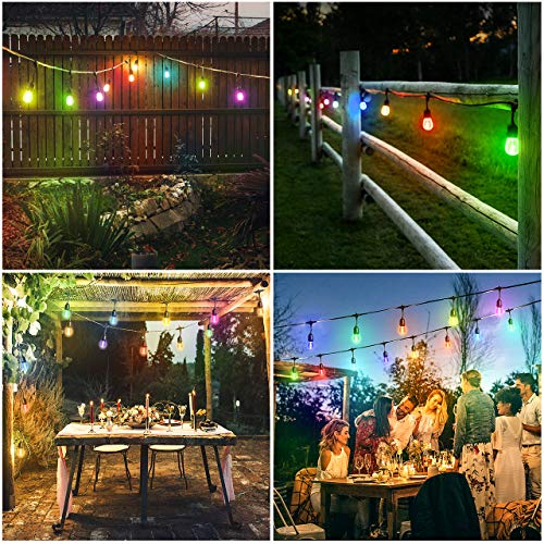 LITOM LED Outdoor String Lights, 48FT RGB 13 Colors Changing with ...