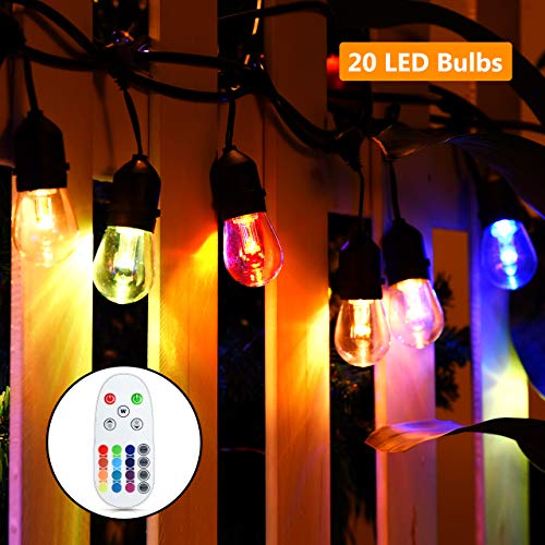 LITOM LED Outdoor String Lights, 48FT RGB 13 Colors Changing with ...