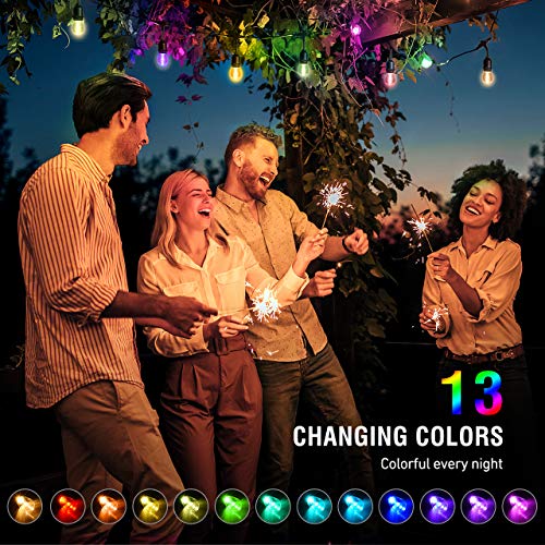 LITOM LED Outdoor String Lights, 48FT RGB 13 Colors Changing with ...
