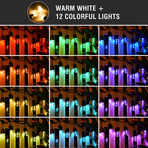 LITOM LED Outdoor String Lights, 48FT RGB 13 Colors Changing with ...