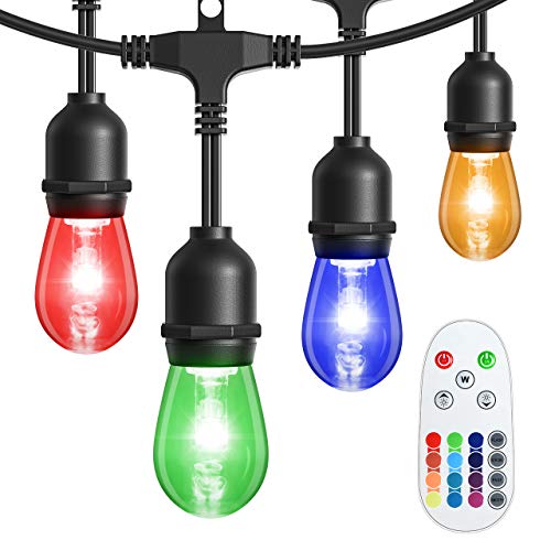LITOM LED Outdoor String Lights, 48FT RGB 13 Colors Changing with ...