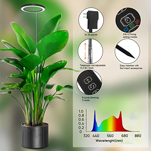 10 LED Ring Grow Lights for Indoor Plants, 160LEDs 6000K Full Spe...