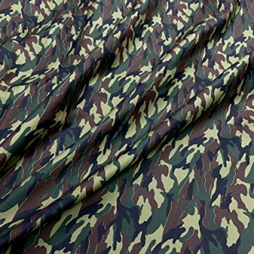 Army Camouflage Green Brown 100% Cotton Fabric 44 W