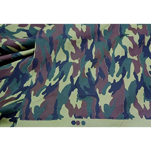 Army Camouflage Green Brown 100% Cotton Fabric 44 W