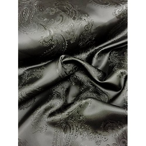 Black Paisley Brocade Viscose Rayon Fabric 60W Non-Static