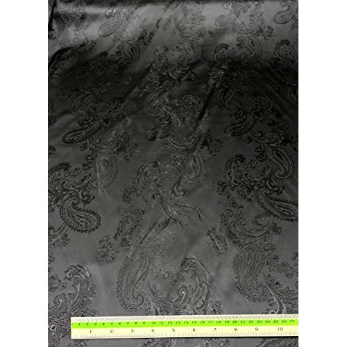 Black Paisley Brocade Viscose Rayon Fabric 60W Non-Static
