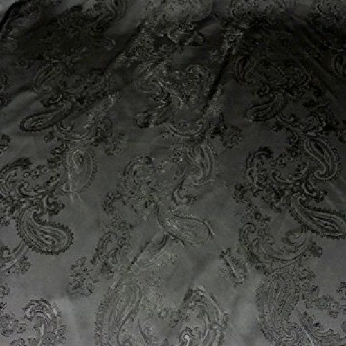 Black Paisley Brocade Viscose Rayon Fabric 60W Non-Static