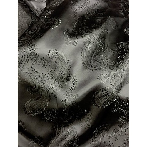 Black Paisley Brocade Viscose Rayon Fabric 60W Non-Static