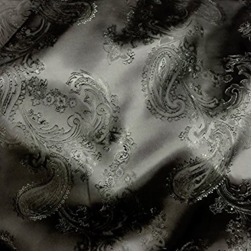 Black Paisley Brocade Viscose Rayon Fabric 60W Non-Static
