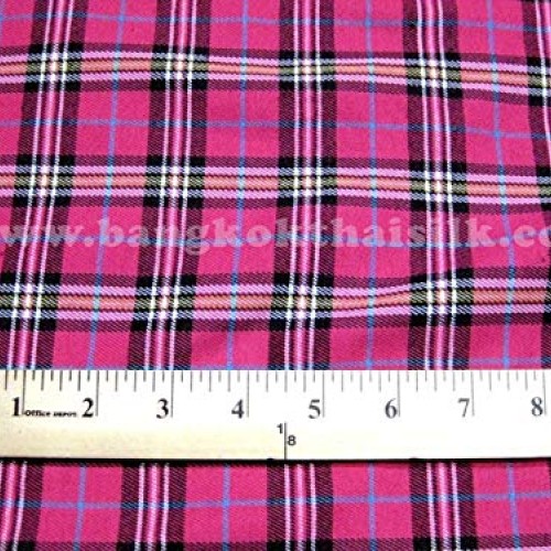 Hot Pink Plaid Scotch Tartan Cotton Fabric 45 W