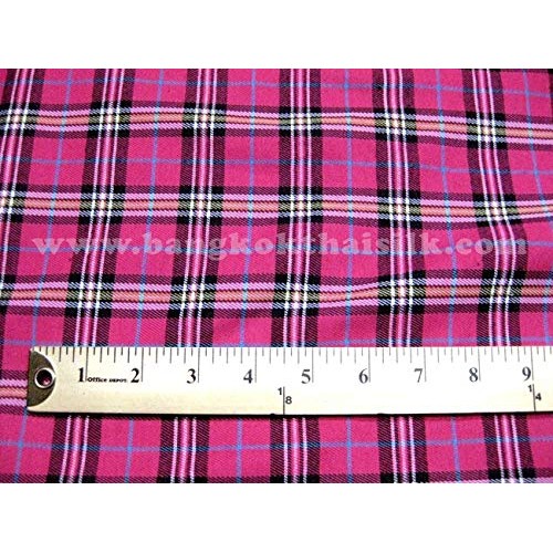 Hot Pink Plaid Scotch Tartan Cotton Fabric 45 W