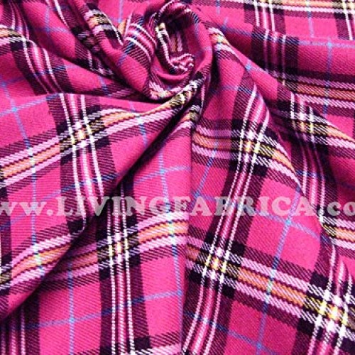 Hot Pink Plaid Scotch Tartan Cotton Fabric 45 W