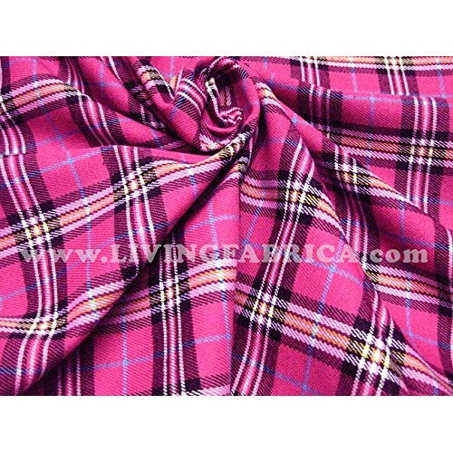 Hot Pink Plaid Scotch Tartan Cotton Fabric 45 W