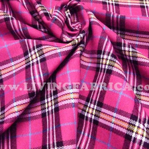 Hot Pink Plaid Scotch Tartan Cotton Fabric 45 W