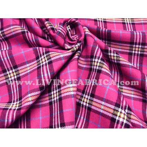 Hot Pink Plaid Scotch Tartan Cotton Fabric 45 W