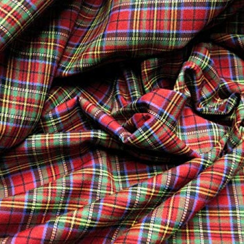 Red Blue Green Mini Stuart Scotch Plaid Tartan Cotton Fabric 44 W