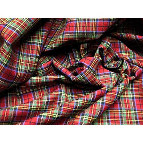 Red Blue Green Mini Stuart Scotch Plaid Tartan Cotton Fabric 44 W