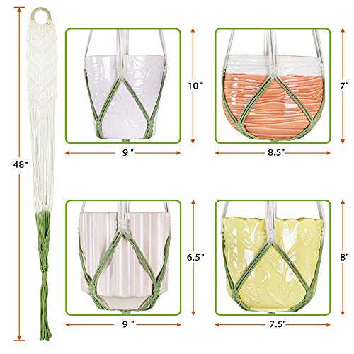 Livalaya Macrame Plant Hangers Wall Planter - Green Ombre 48 Inch,...