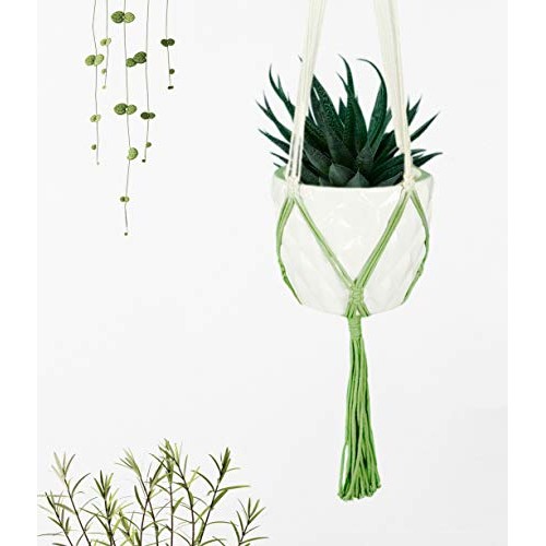 Livalaya Macrame Plant Hangers Wall Planter - Green Ombre 48 Inch,...