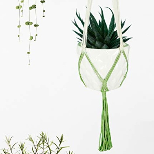 Livalaya Macrame Plant Hangers Wall Planter - Green Ombre 48 Inch,...
