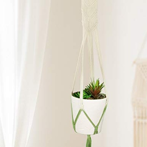 Livalaya Macrame Plant Hangers Wall Planter - Green Ombre 48 Inch,...