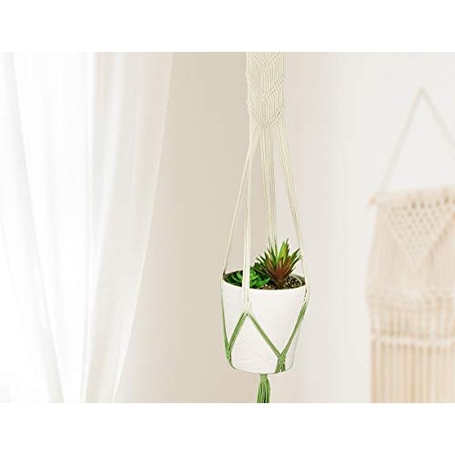 Livalaya Macrame Plant Hangers Wall Planter - Green Ombre 48 Inch,...