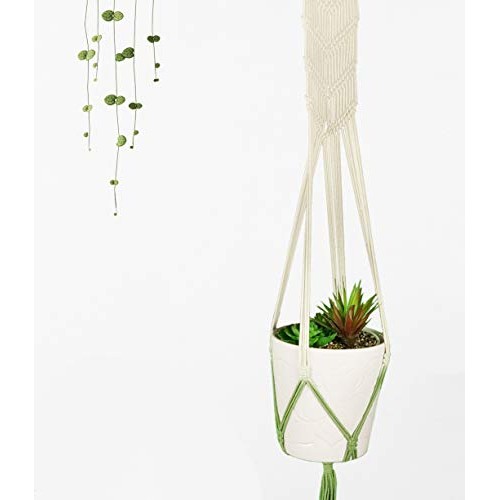 Livalaya Macrame Plant Hangers Wall Planter - Green Ombre 48 Inch,...