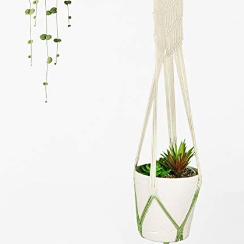 Livalaya Macrame Plant Hangers Wall Planter - Green Ombre 48 Inch,...