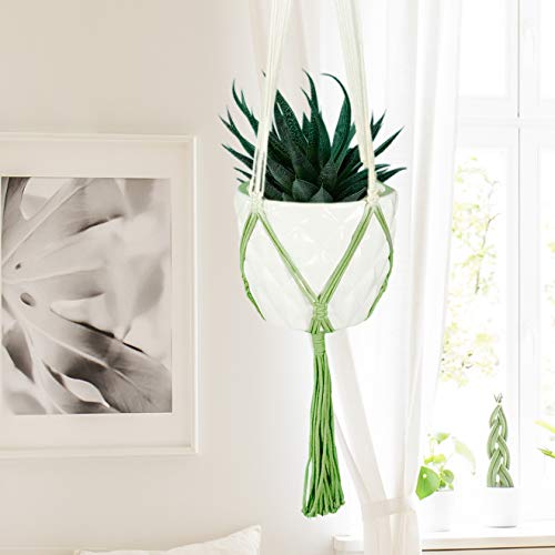 Livalaya Macrame Plant Hangers Wall Planter - Green Ombre 48 Inch,...