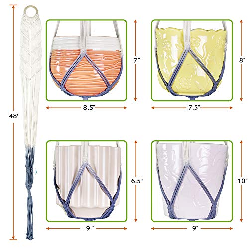 Livalaya Macrame Plant Hangers Wall Planter - Grey Ombre 48 Inch, ...