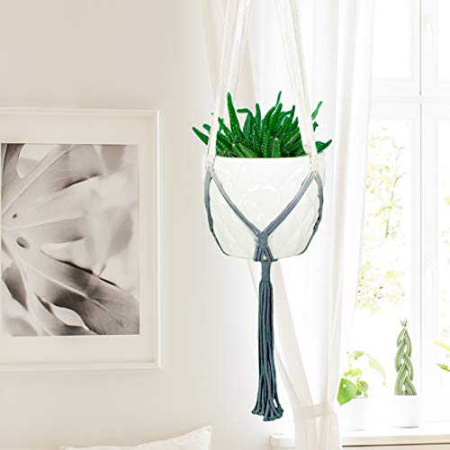 Livalaya Macrame Plant Hangers Wall Planter - Grey Ombre 48 Inch, ...