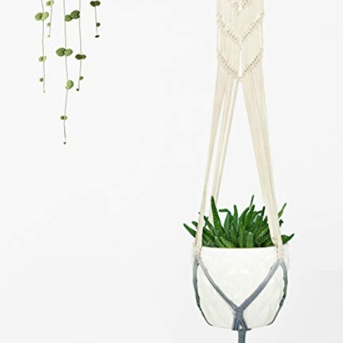 Livalaya Macrame Plant Hangers Wall Planter - Grey Ombre 48 Inch, ...