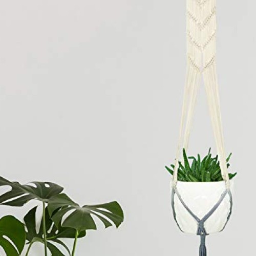 Livalaya Macrame Plant Hangers Wall Planter - Grey Ombre 48 Inch, ...