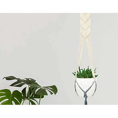 Livalaya Macrame Plant Hangers Wall Planter - Grey Ombre 48 Inch, ...