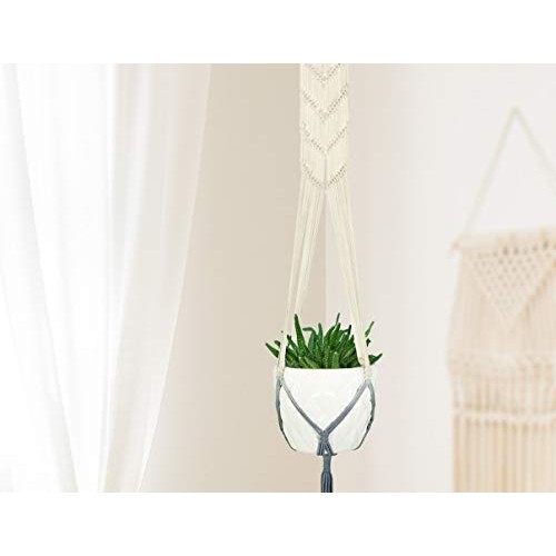 Livalaya Macrame Plant Hangers Wall Planter - Grey Ombre 48 Inch, ...