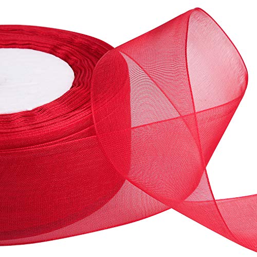 Livder 3 Rolls Christmas Sheer Chiffon Ribbons 1.5 Inches x 49 Yar...