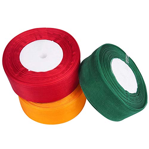 Livder 3 Rolls Christmas Sheer Chiffon Ribbons 1.5 Inches x 49 Yar...