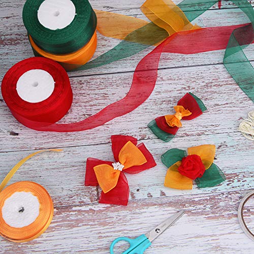 Livder 3 Rolls Christmas Sheer Chiffon Ribbons 1.5 Inches x 49 Yar...