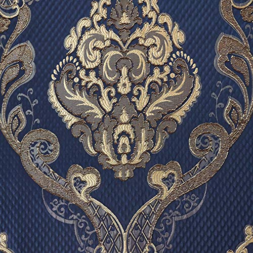 55 Wide Navy Blue Drapery Upholstery Jacquard Damask Fabric Sold ...
