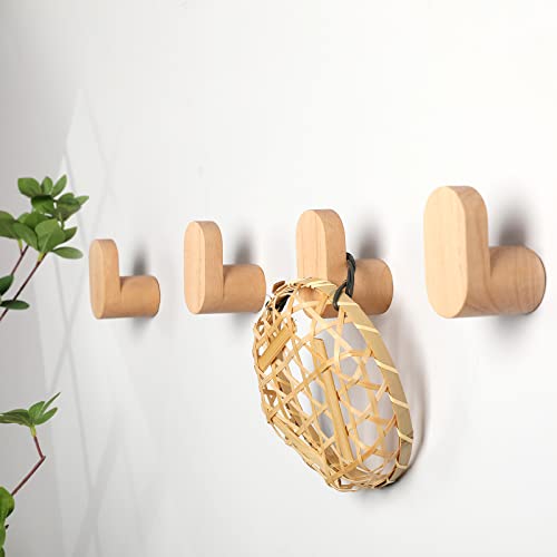 LIVESO Wood Wall Hooks, Modern Minimalist Wood Hooks Wall Mounted,...